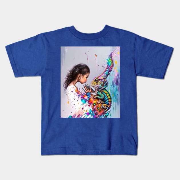 Child Meeting Lizard ET Kids T-Shirt by PersianFMts